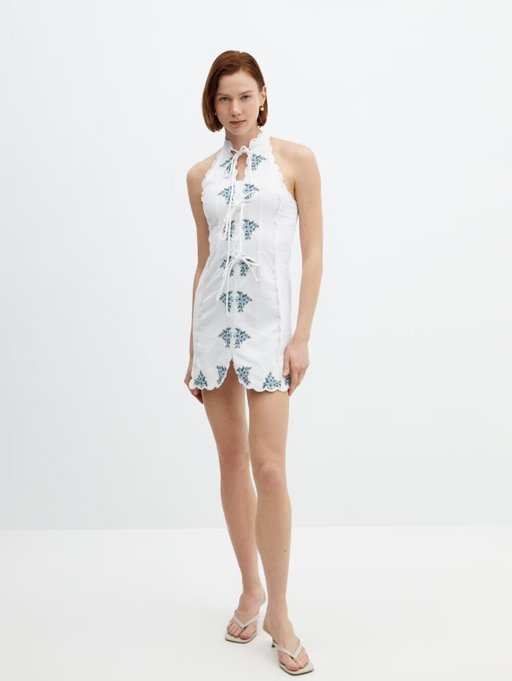 Mango Bow embroidered White dress